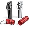 Small Portable Pill Box Keychain (3 Pack), Aluminium Alloy Mini Pill Organizer Case Container for Purse,Waterproof Metal Pill Holder Medicine Bottle for Outdoor Camping Travel(Black+Silver+Red)