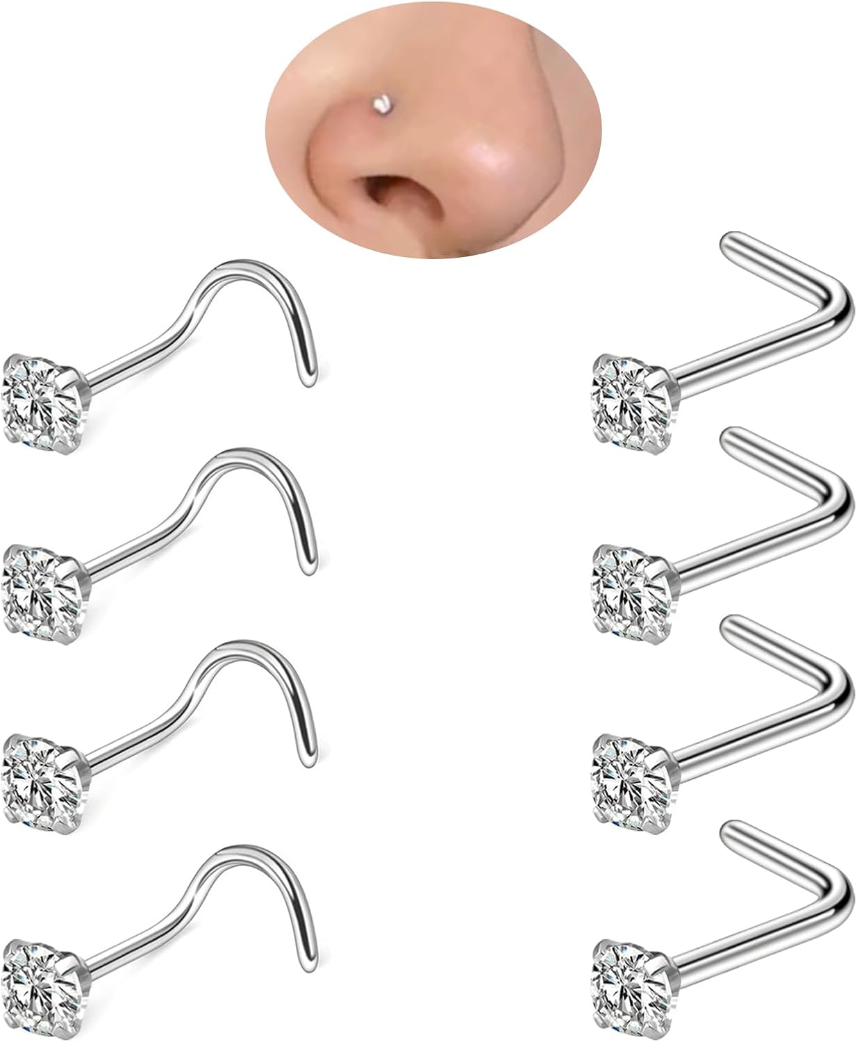 Nose Rings Studs for Women Men:...