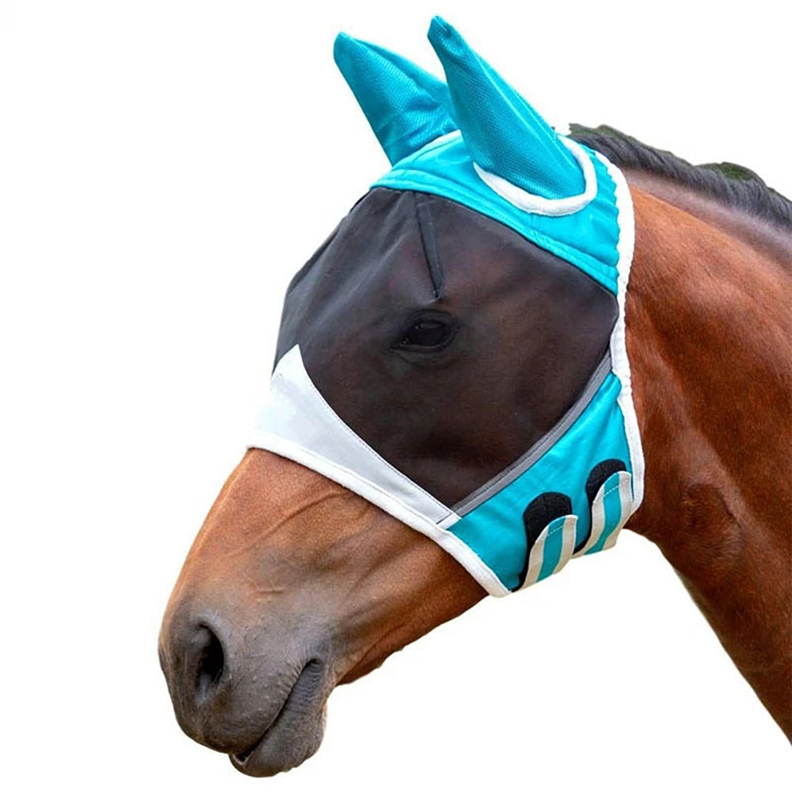 Máscara Antimoscas para Caballos 6piezas,máscara Antimoscas Elástica con Orejas,Cara Cómoda,Transpirable Y En Forma,Proporciona Un 60% protecciónsolar Y 100% antimosquitos,para Hipódromo Granja