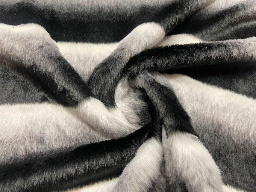 Super Luxury Faux Fur Fabric Material Black & Grey Ombre 1MTR