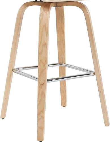 Miniatura 35 de Armen Living Vienna - Taburete giratorio de 26 pulgadas de altura de mostrador de piel sintética gris y madera de nogal Piel sintética