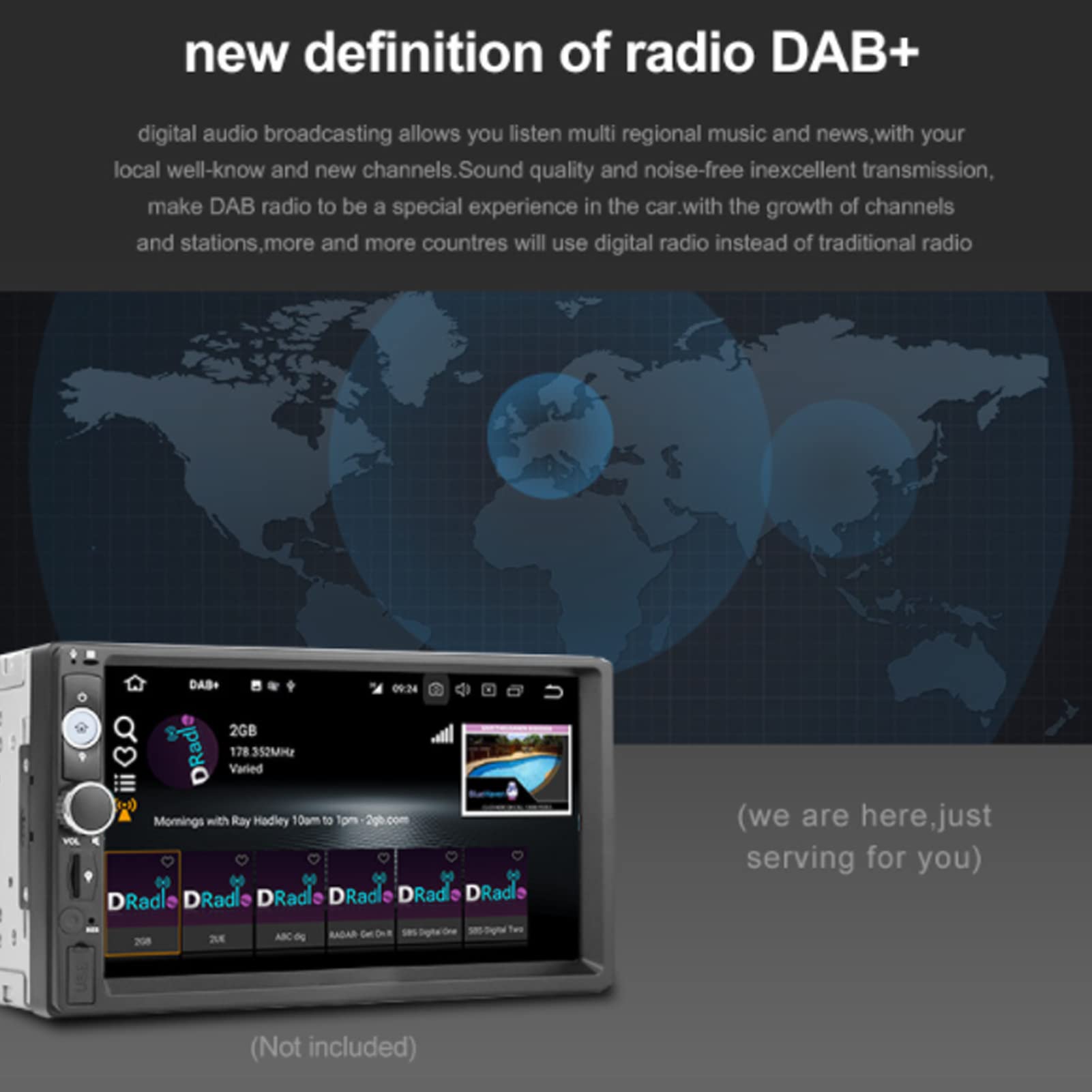 Uniwersalny samochodowy cyfrowy odbiornik radiowy DAB Box, bezprzewodowy odbiornik DAB do nawigacji samochodowej z systemem Android 5.1, wysoka czułość radiowa DAB z portem typu C