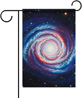 Custom Outer Space Nebula Gas Cloud Garden Flags for Outside 12x18 Double Sided Weather Resistant Seasonal Welcome Yard Flag with 4 Ties Outdoor Banner Farmhouse Holiday Decoration for All Seasons