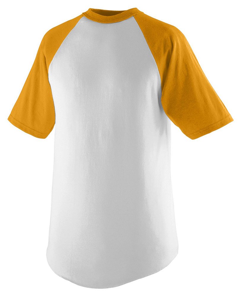 Augusta Sportswear Youth Short-Sleeve Baseball Jersey, Small, White/Gold