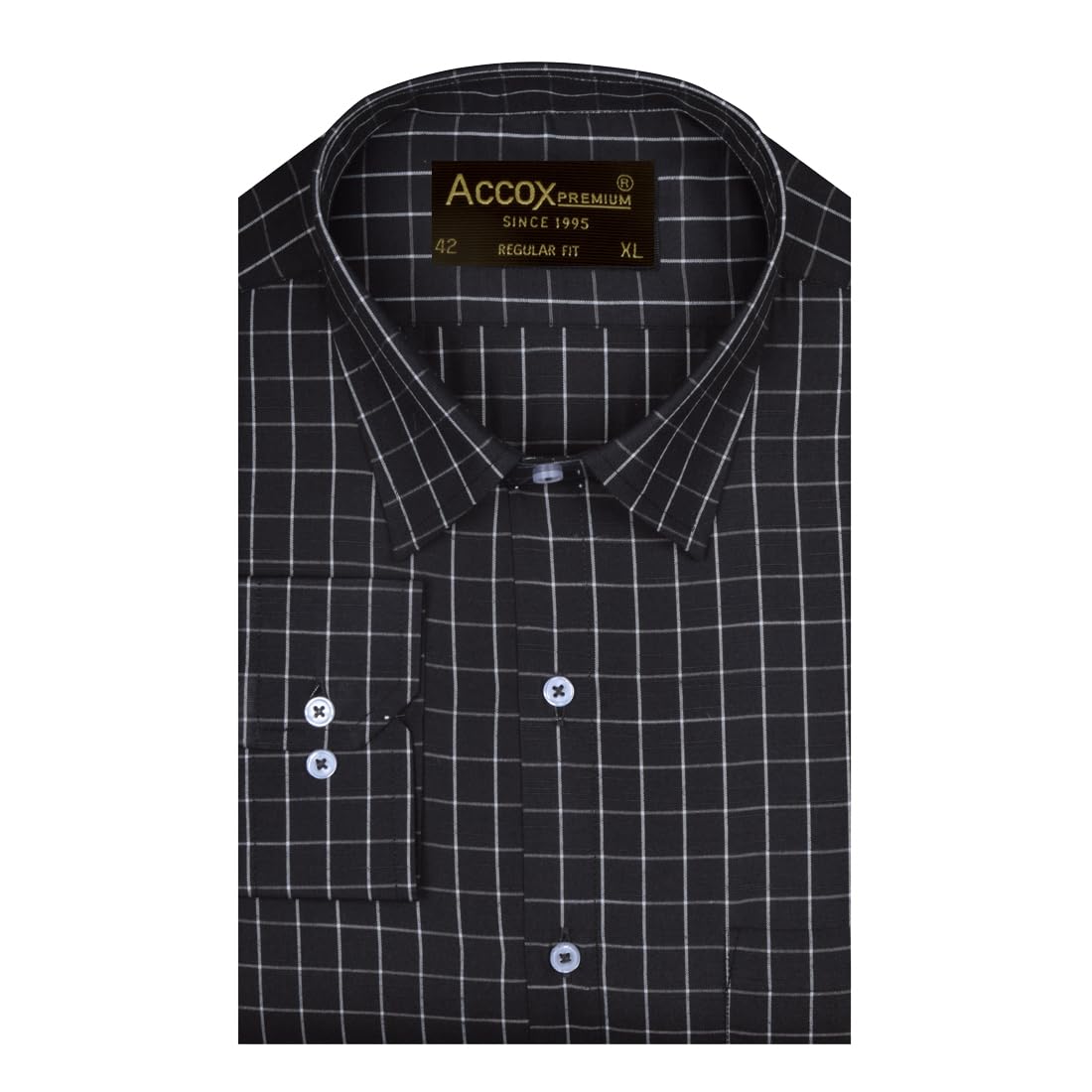 accox Men's Breathable Cotton Long Sleeves Striped Checkered Regular Fit Shirt (GCR516)-picture-25