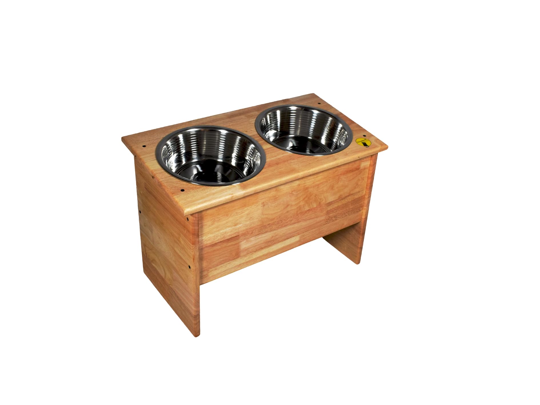 Elevated Wooden Pet Feeder,Strong & Durable Double Diner for Food & Water for Dogs with Two Removable Stainless Steel Bowls with Rubber Wood St& (2 X 1500 ml) - Large