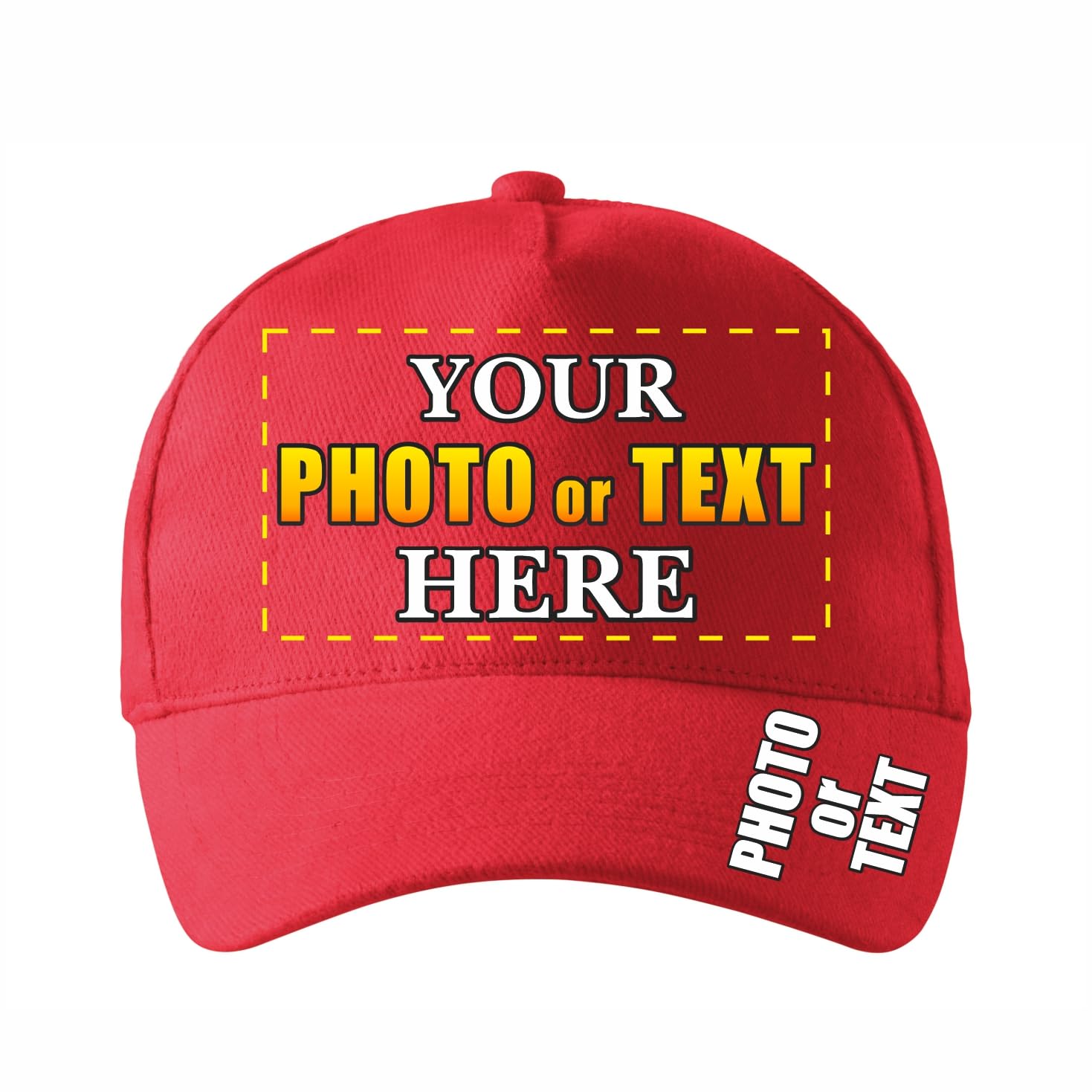 lepni.me Personalised Unisex Baseball Caps with Text Name Picture Logo | Adjustable Printed Adults Cap | Custom Buckle Closure Sun Hats for Men Women Red