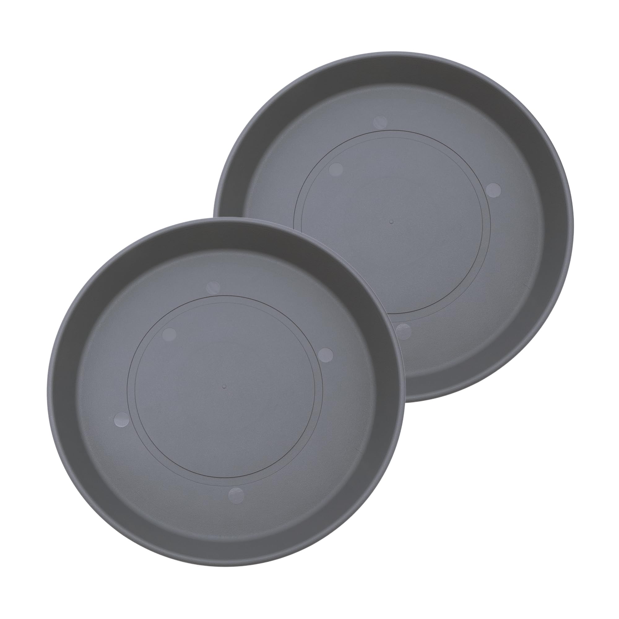 The HC Companies Round Prima Flower Pot Saucers - Plastic Plant Saucer for Outdoors & Indoors - Traditional Plant Pot Trays for Water Drainage -Durable Plant Tray (14-inch Warm Gray, Pack of 2)