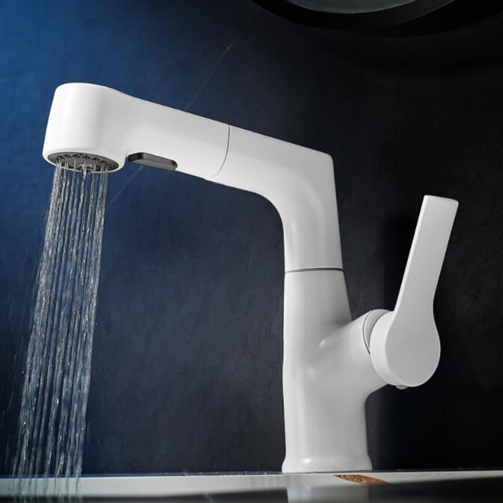 Robinet de lavabo de salle de bain rétractable en laiton blanc pour vasque moderne
