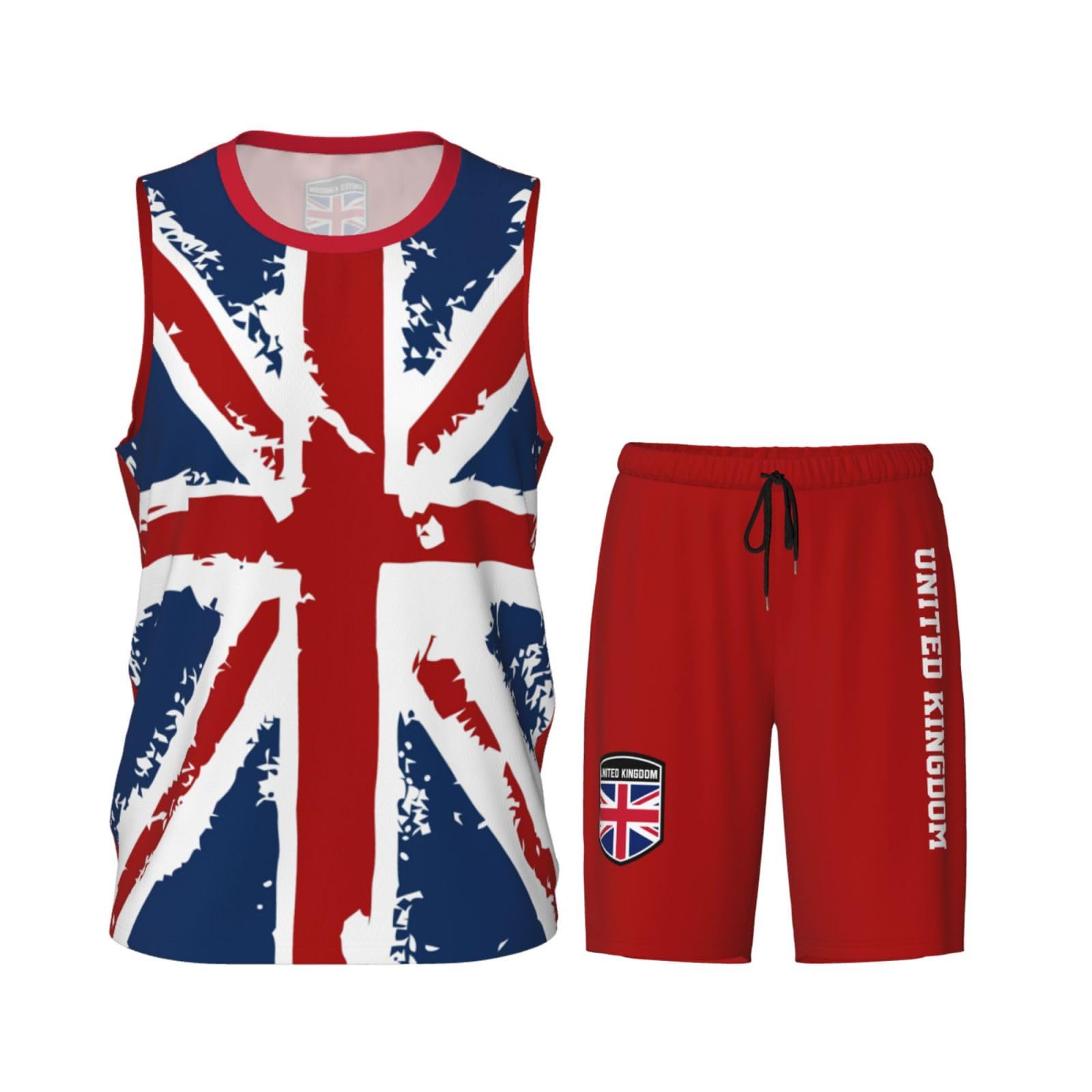 United Kingdom Flag (3) Basketball Jersey Uniform Suit for Men Adults Training Athletic Set