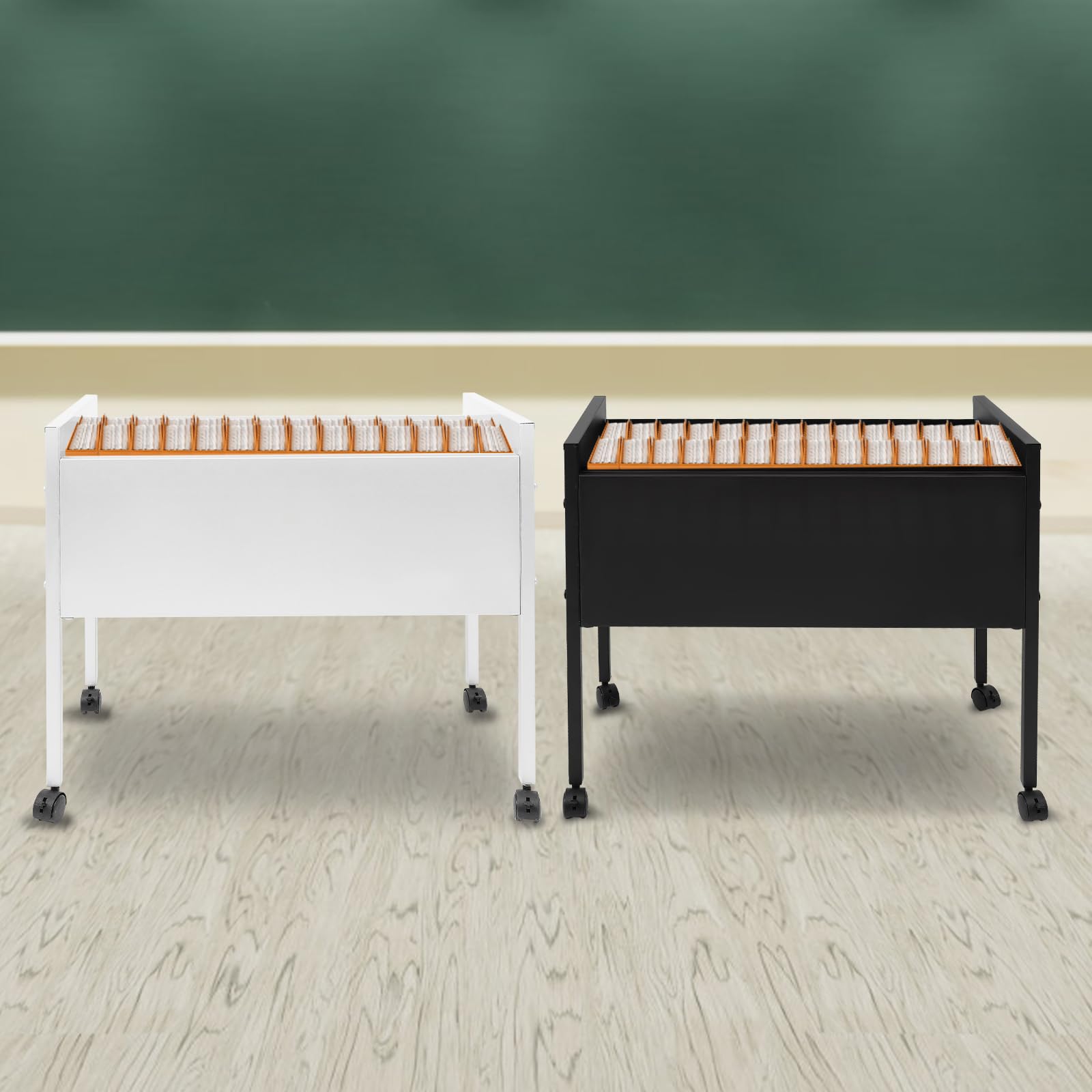 Armadietto arrotolabile con ruote, carrello portadocumenti arrotolabile per cartelle sospese, capacità di carico 30 kg, per uffici, sale conferenze, studio, appartamenti, argento, 70 x 37 x 60 cm