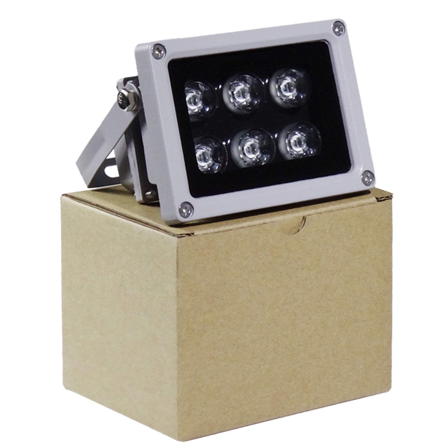 Oświetlacz podczerwieni, 850 nm, 6 diod LED, szerokokątny, IP67, wodoodporny, noktowizyjny, LED, światło podczerwone z zasilaczem do kamery IP, CCTV, analogowa kamera monitorująca, 90 stopni