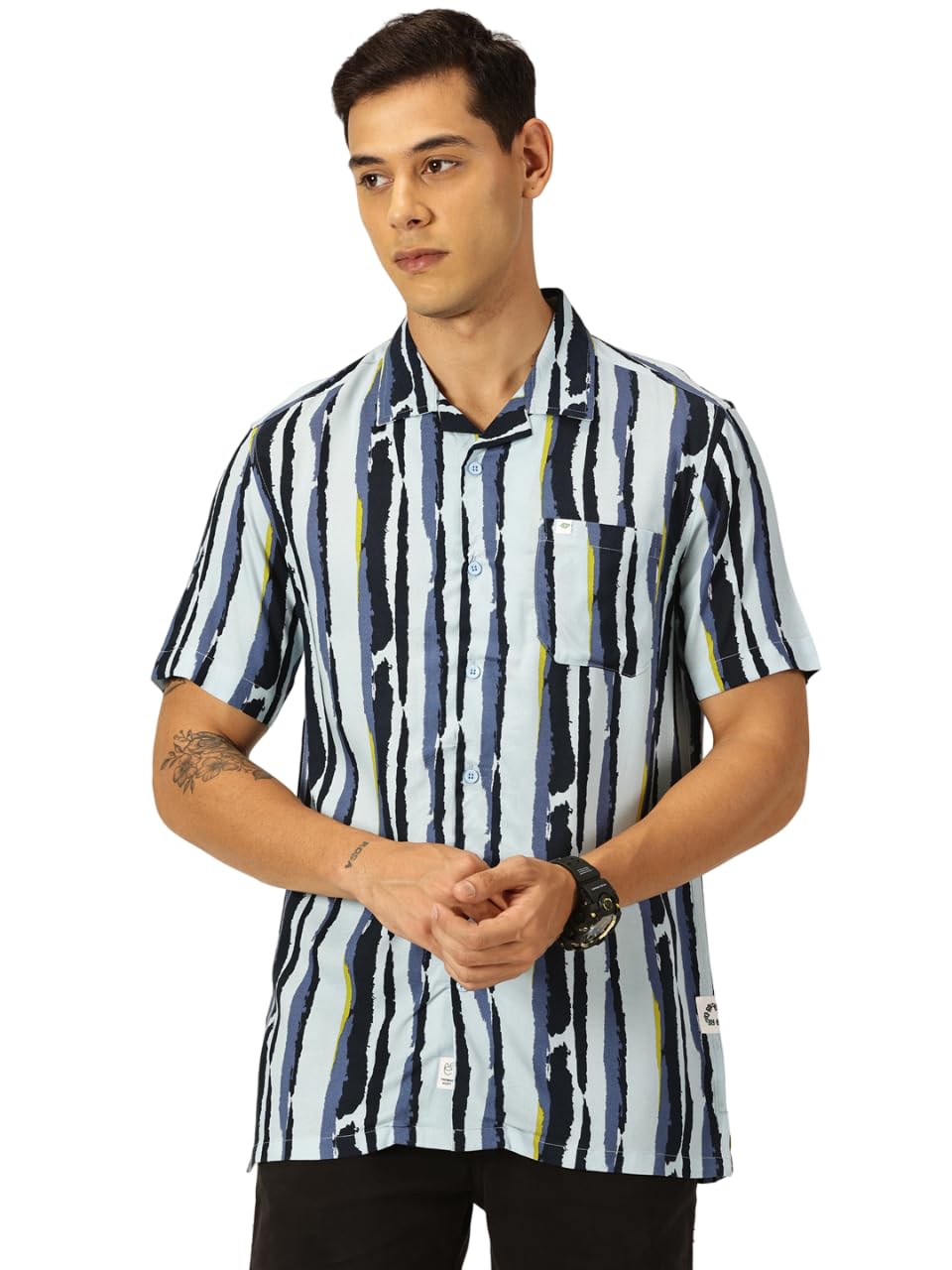 Thomas Scott Men's | Printed | Half Sleeve | Regular Fit | Cotton Blend | Single Pocket | Spread Collar | Casual Shirt