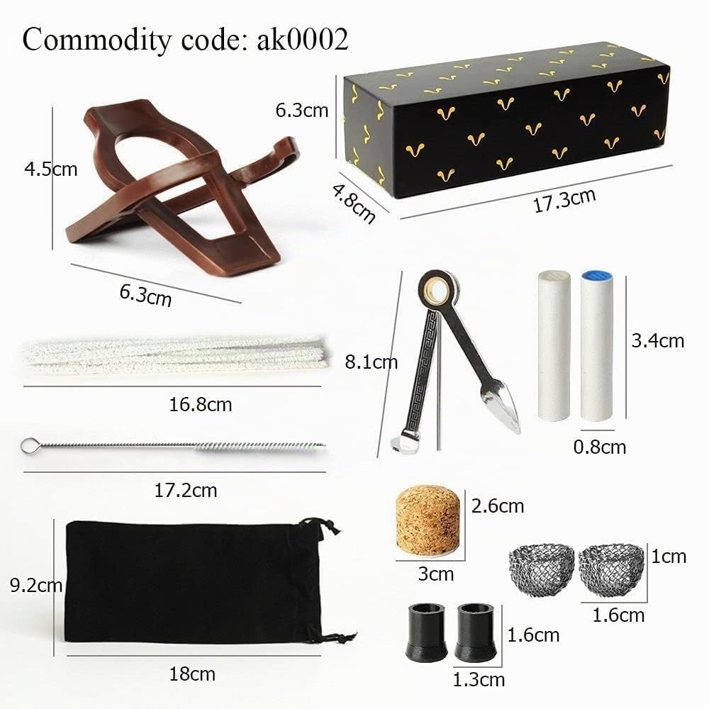 MUXIANG Tabakpfeifen aus Rosenholz, Gebogene Pfeife mit 9 mm filter, 10 Reinigungsgeschenke (AC0007)