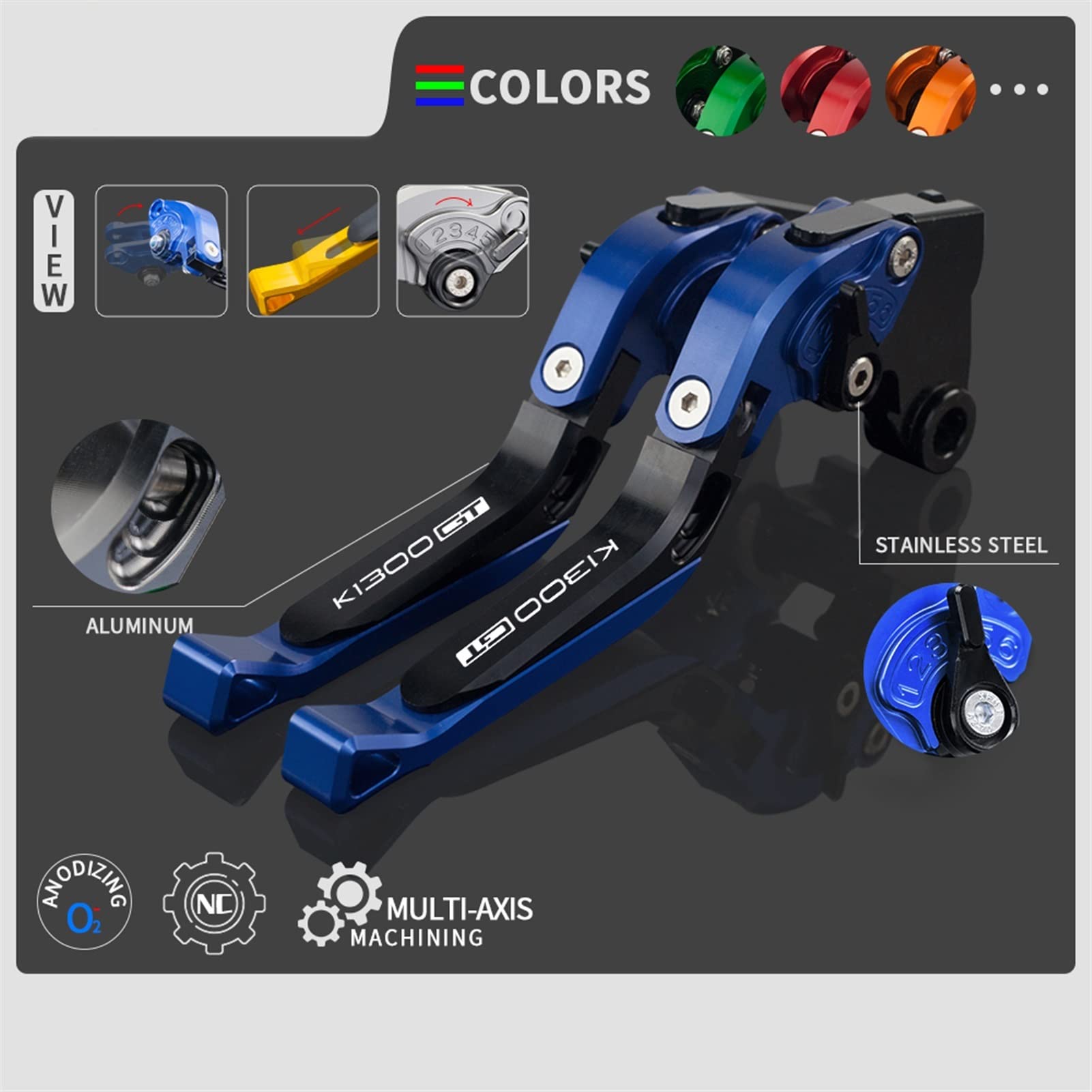 Palanca De Embrague De Freno De Motocicleta Para BMW K1300 S/R/GT K1300R K1300S K1300GT 2009 2010 2011 2012 2013 2014 2015 2016 (Color : K1300S Titanium)