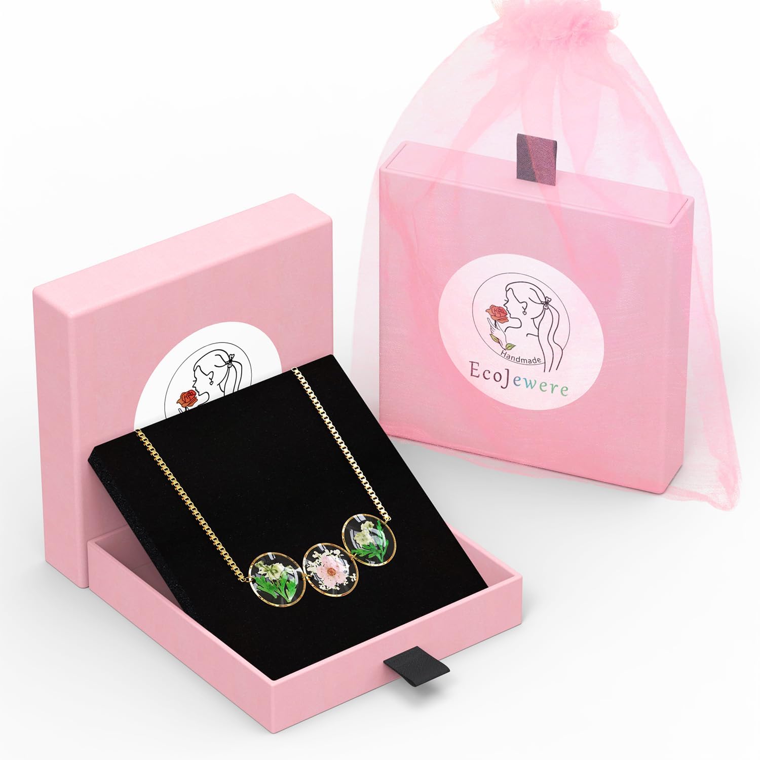 Handmade Pressed Flower Bracelet, Daffodils, Baby's Breath and Queen Anne's Lace Pressd Flower Bracelet, Gold Adjustable Pressed, Personalized Jewelry - Image 2