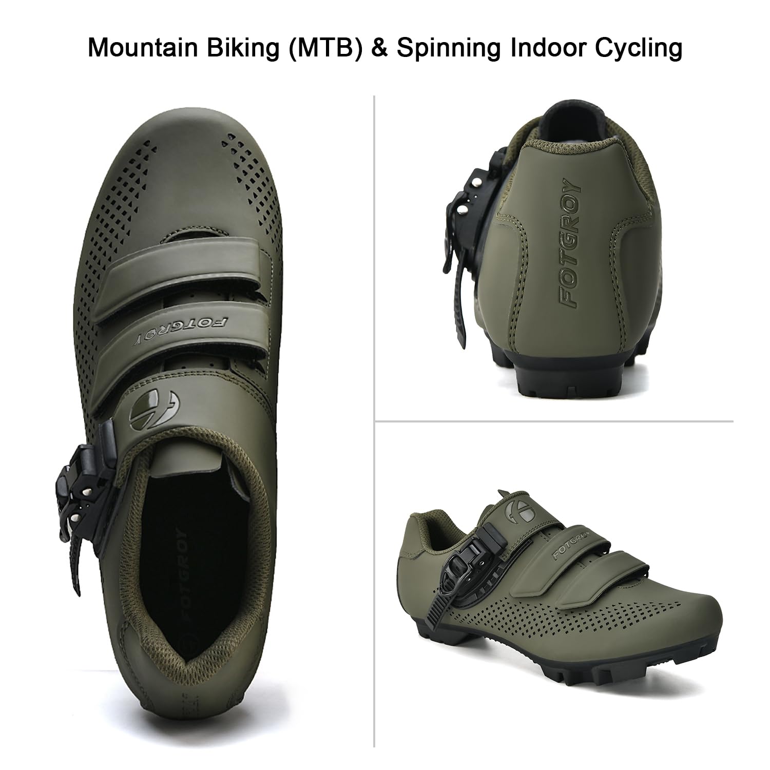 Męskie buty do roweru górskiego, damskie, do MTB, z kompatybilną instalacją SPD-Cleats, Zielony, bez Cleats, 39 EU