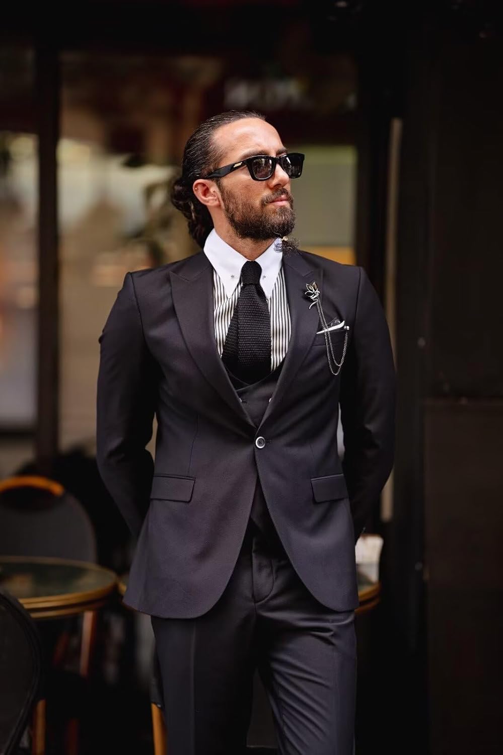 Mens Suit 3 Piece Slim Fit Suits for Men Double Breasted Suit Wedding Prom Suits Formal Business Dinner Tuxedo - Image 8