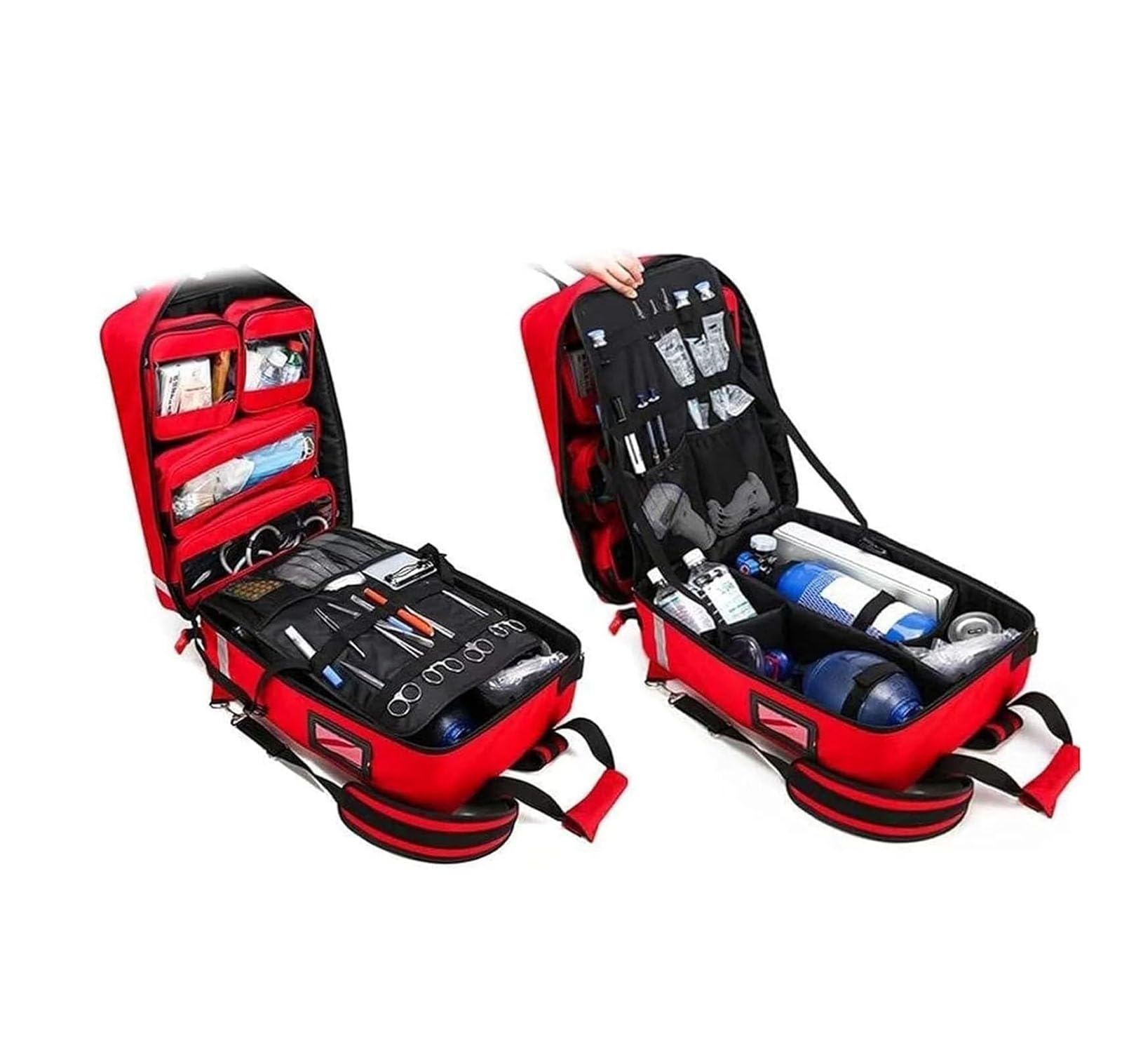 Borsa del primo soccorritore Zaino per traumi vuoto, borsa zaino medico di primo soccorso di grande capacità, con carrello staccabile, per escursioni all'aperto, zaino in spalla, campeggio, viaggio