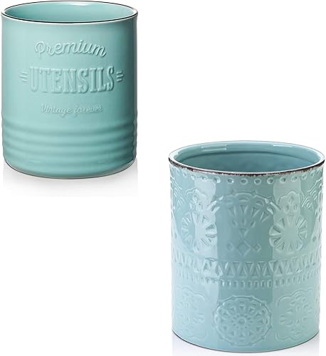 DOWAN Bundle - Juego de 2 soportes para utensilios de color verde azulado