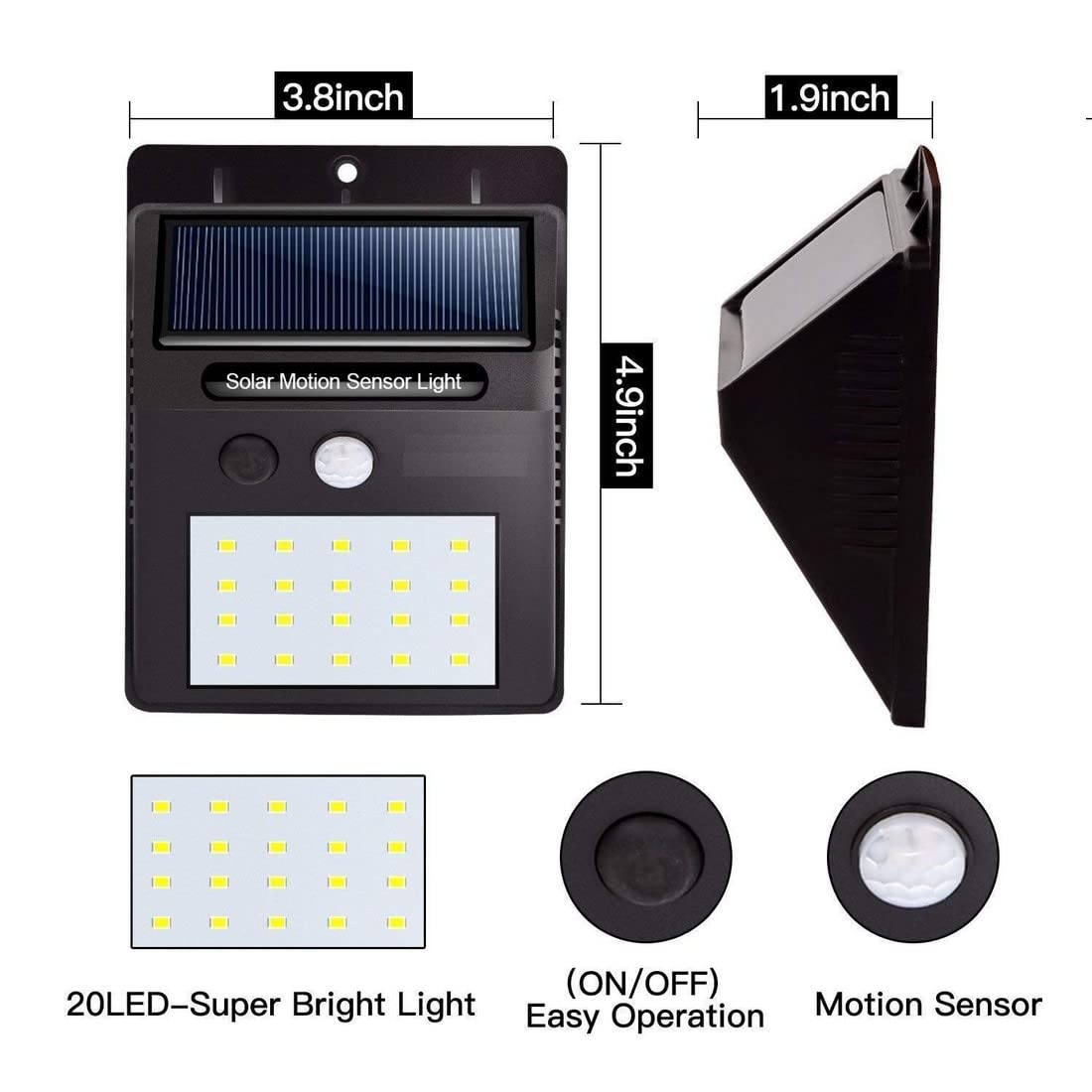 Krishna Zone Solar Wireless Security Motion Sensor Led Night Light (Black) 1