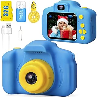Desuccus Kids Camera Toys Christmas Birthday Gifts for Boys and Girls Kids Toys 3 4 5 6 7 8 9 Year Old HD Digital Video Camera for Toddler with 32GB SD Card (Blue)