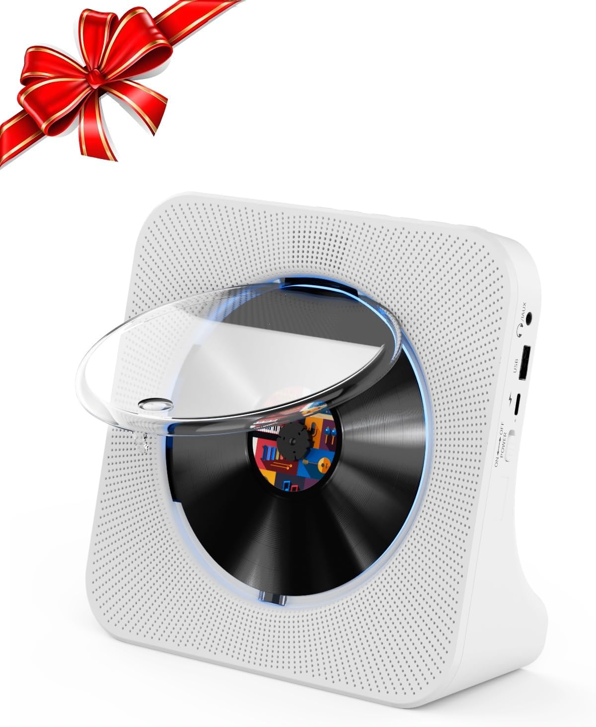 Gueray CD Player Bluetooth Desktop CD Players for Home with Timer Built-in HiFi Speakers with LCD Screen Display Home Audio Boombox FM Radio USB Type-c MP3 Music Player