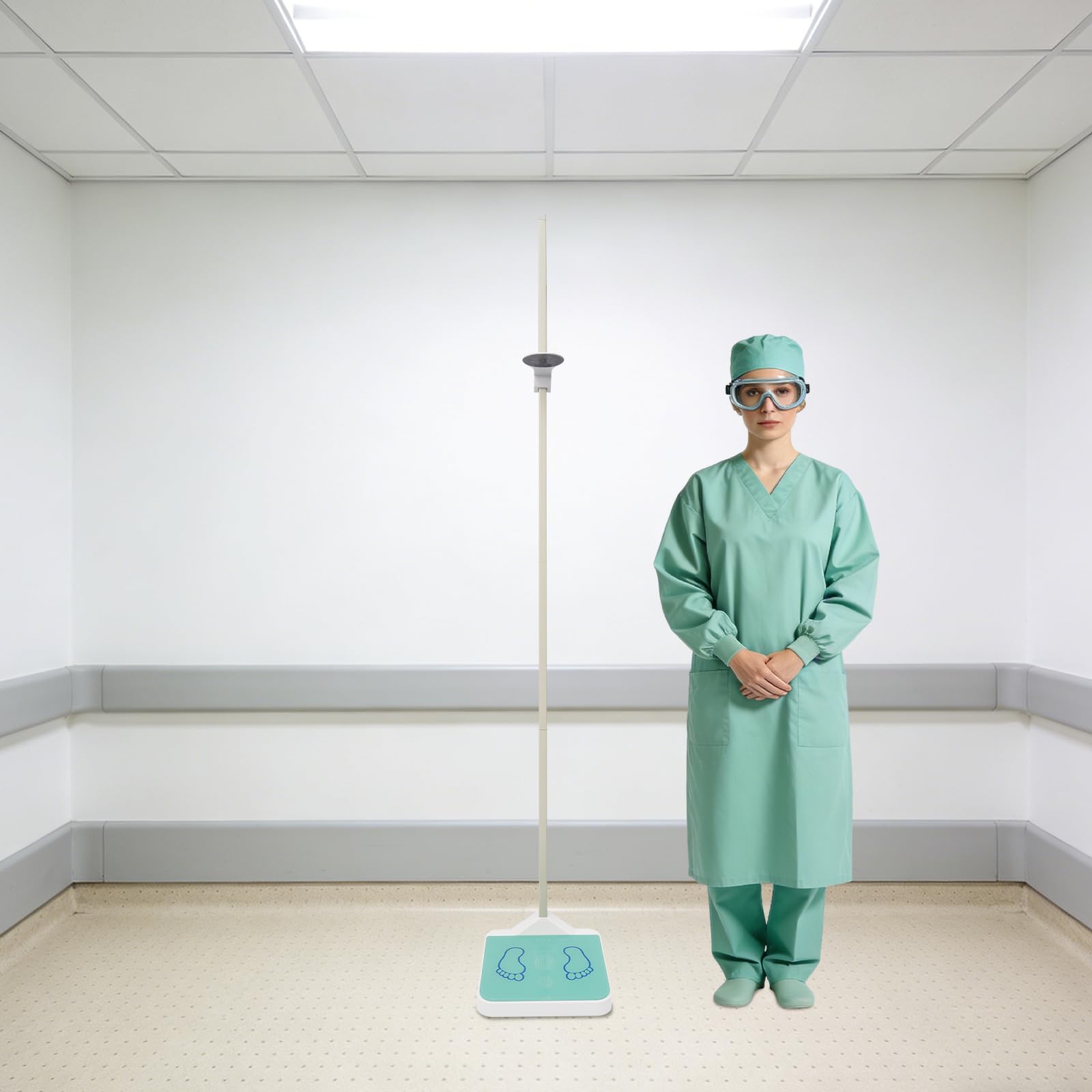 Báscula digital médica profesional, báscula médica digital de hasta 180 kg, báscula corporal con barra de medición incorporada, báscula de tamaño y peso para gimnasios