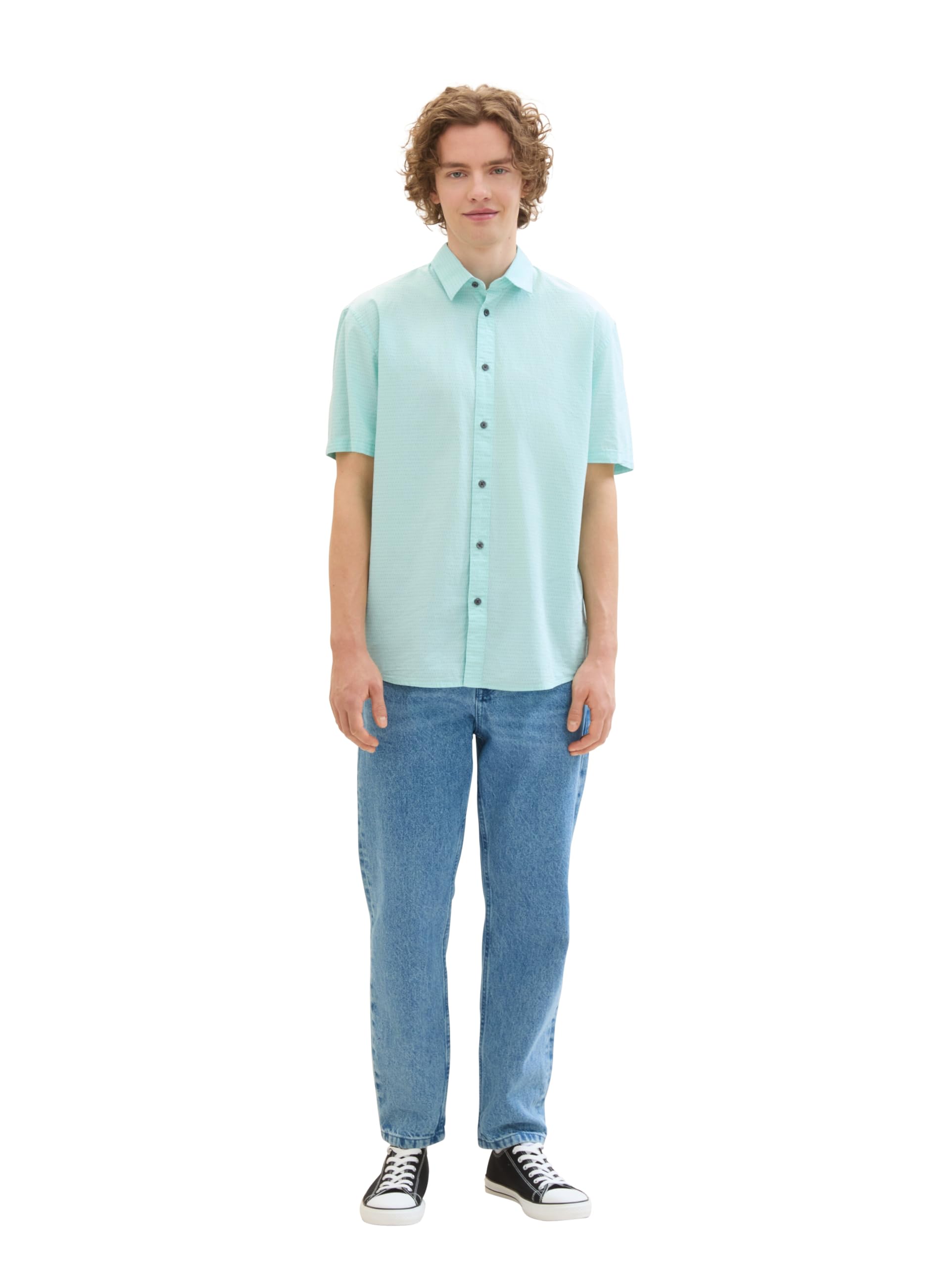 TOM TAILOR Denim Herren Relaxed Fit Kurzarm Hemd