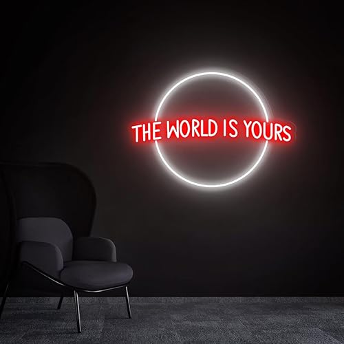 Letrero de neón con texto en inglés "The World", luces LED personalizadas para decoración de pared, dormitorio, juegos, tienda, sala de cueva,