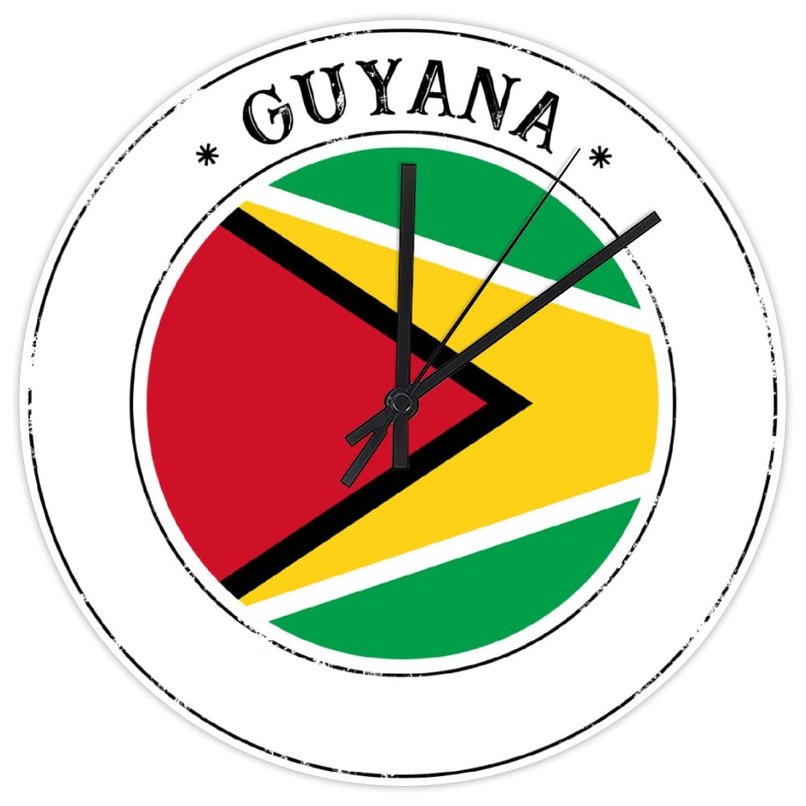 Horloge murale Guyane en PVC lisible et silencieuse pour décorer un bureau sombre