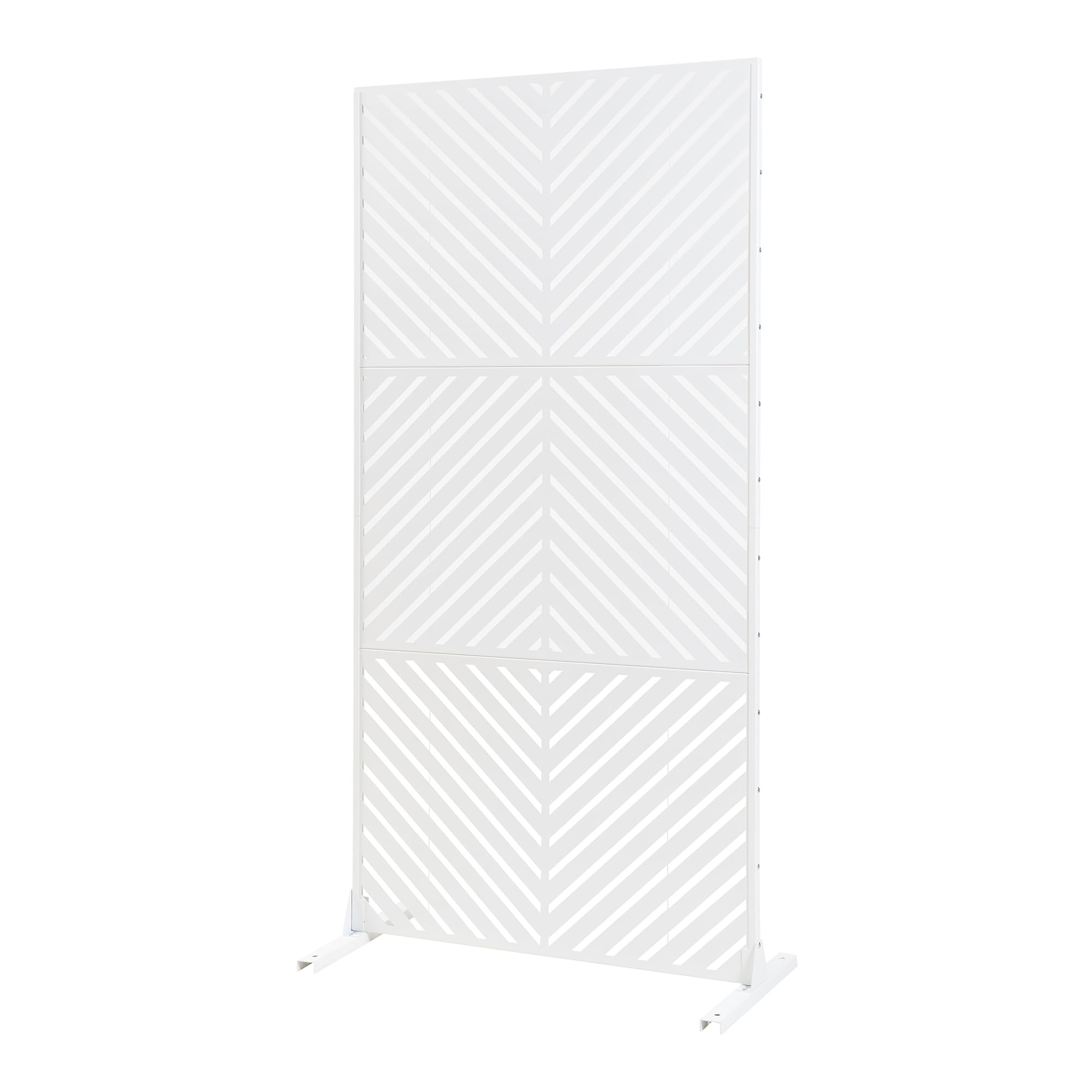 casa.pro Separador de Ambientes Kekan Diseño de Rayas Diagonales Biombo Tabique para Interior (Hogar y Oficina) Estable Resistente Acero Galvanizado 200 x 100 x 50 cm - Blanco