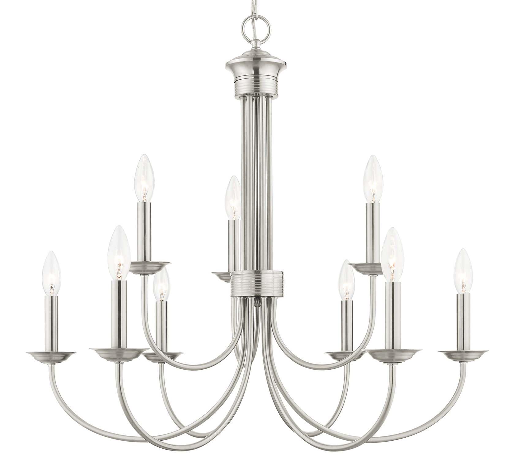 Livex Lighting 42687-91 9-Light Chandelier, Brushed Nickel