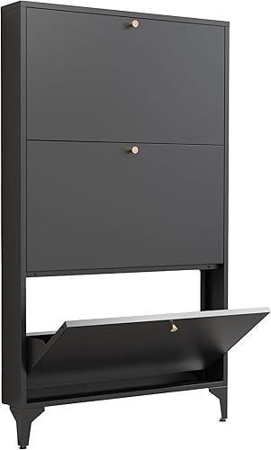 Miniatura 12 de Zapatero con 2 cajones abatibles, organizador de zapatos de granja, gabinete estrecho para zapatos, armario de almacenamiento independiente con