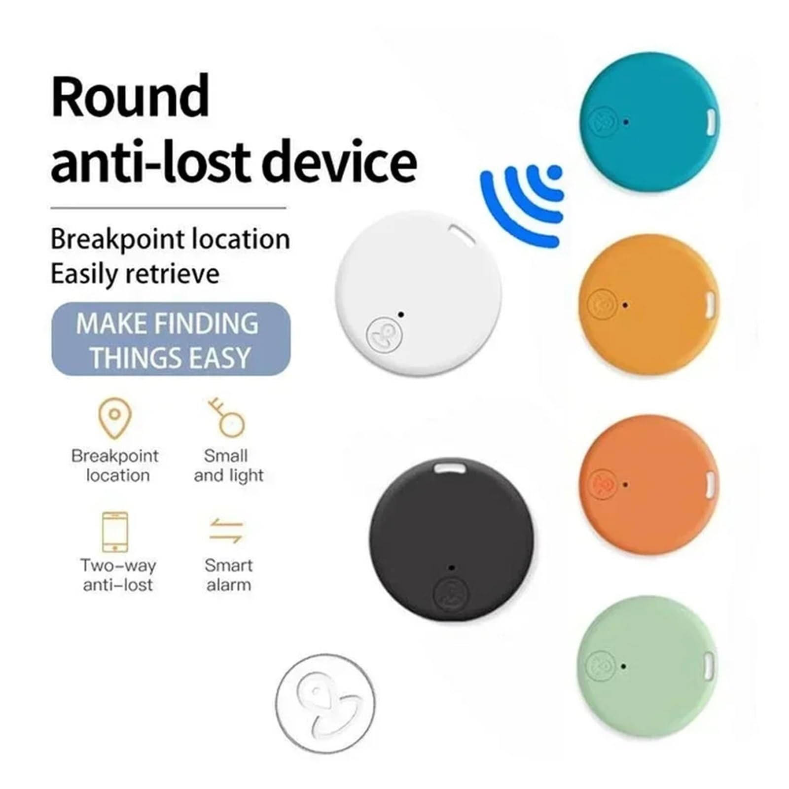 Przenośny mini GPS Lokalizator zapobiegający stratom Bluetooth, starzy ludzie Dzieci Zwierzęta domowe Bluetooth 5.0 Mobilny lokalizator okrągłych kluczy, inteligentny lokalizator obiektów, lokalizator