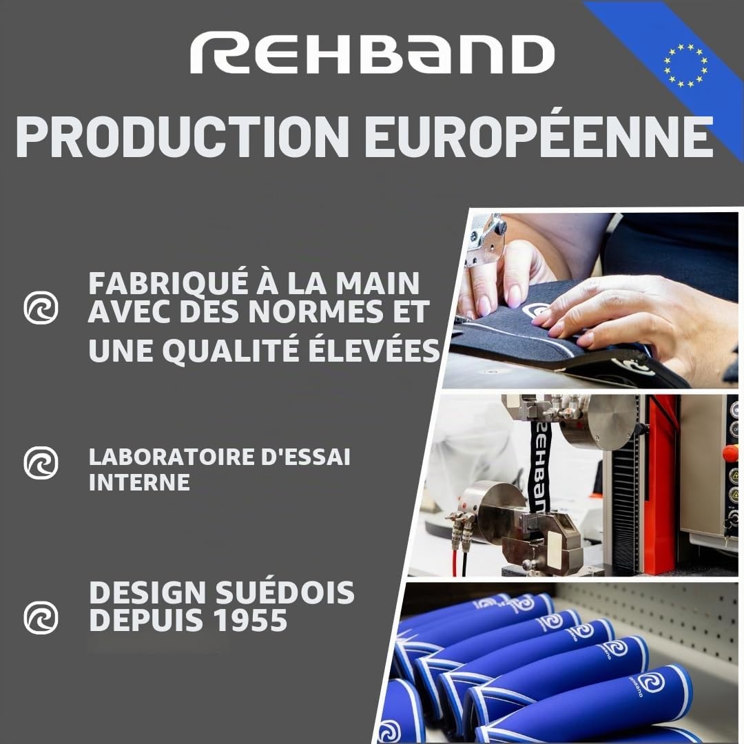 Rehband Genouillère en néoprène de 3 mm pour la Course et Le Fitness, stabilise et réchauffe Les Muscles, soutient Les articulations, Couleur:Noir, Taille:XL