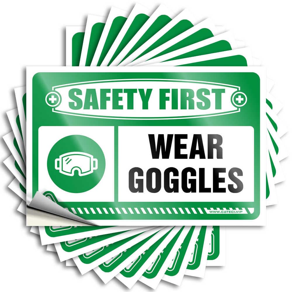 Fzfn Colour Teen, Decal Long Door Safety First Wear Goggles | Lover Waterproof Vinyl Stickers(6X9cm)