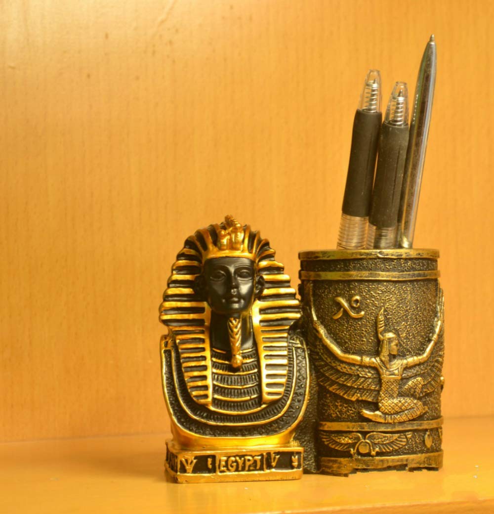 Statue de Pharaon égyptien porte-stylo de bureau | Idée cadeau enseignant