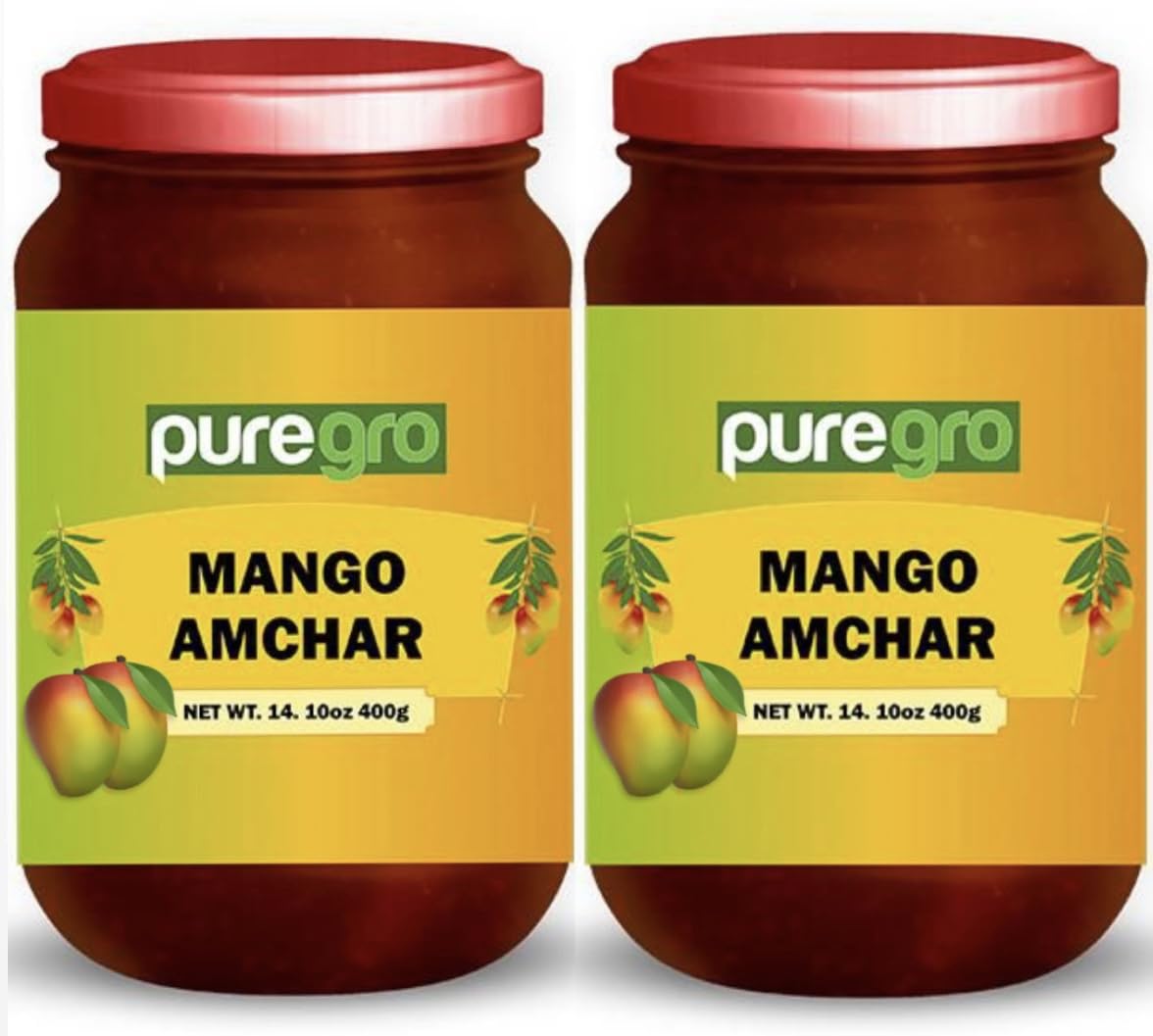 Puregro Mango AMCHAR 400g (Pack of 2) ¦ Mangue ¦ Green Mango Pickle.