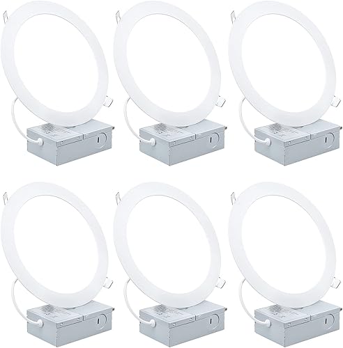 Esbaybulbs Lámpara de techo empotrable LED ultrafina de 7 pulgadas con caja de conexiones, luz fría de 6000 K, panel de luz LED de 18 W, luz