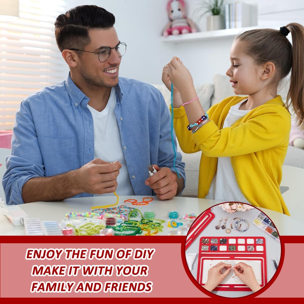 BENECREAT 4 Styles Red Felt Beading Mat, Hard Back Tray With Grids DIY Pads, Design Boards for Art Crafts Jewelry Making Supplies, 6mm Thick - Image 6