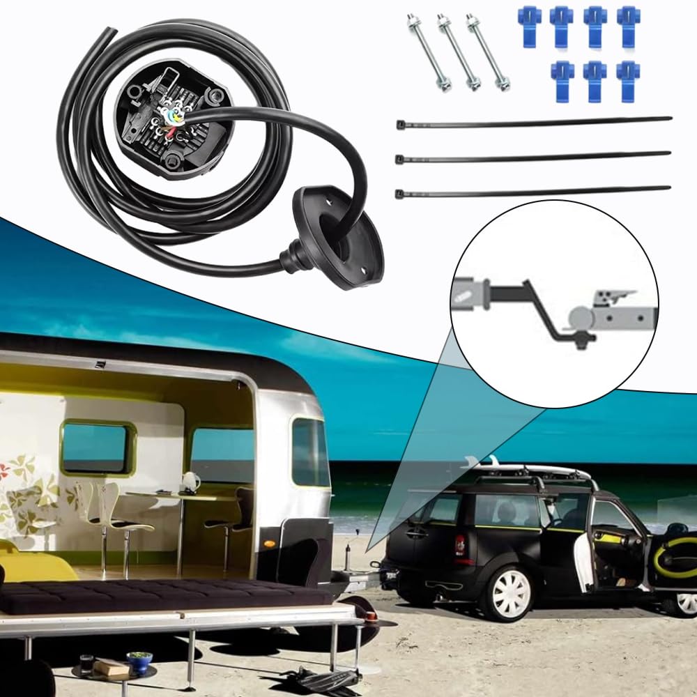13-pinowy kabel z gniazdem do przyczepy z przewodem 1,5 m, 2 m, kompatybilny z przyczepami samochodowymi za pomocą europejskich 13-pinowych połączeń wtykowych