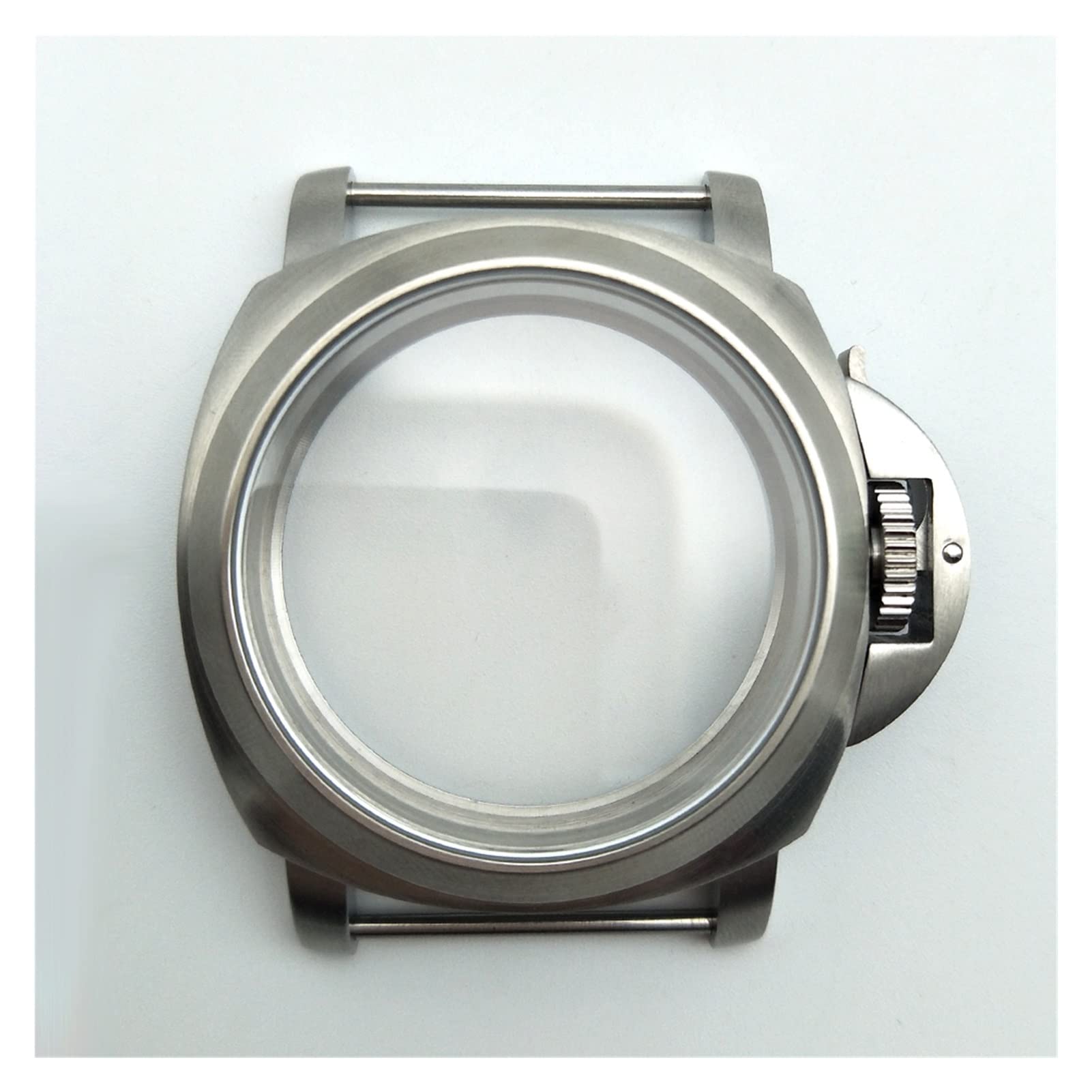 Caja de Acero Inoxidable Cepillado Plateado de 44 mm, Cuerda Manual, Compatible con el Movimiento Eat 6497/6498.