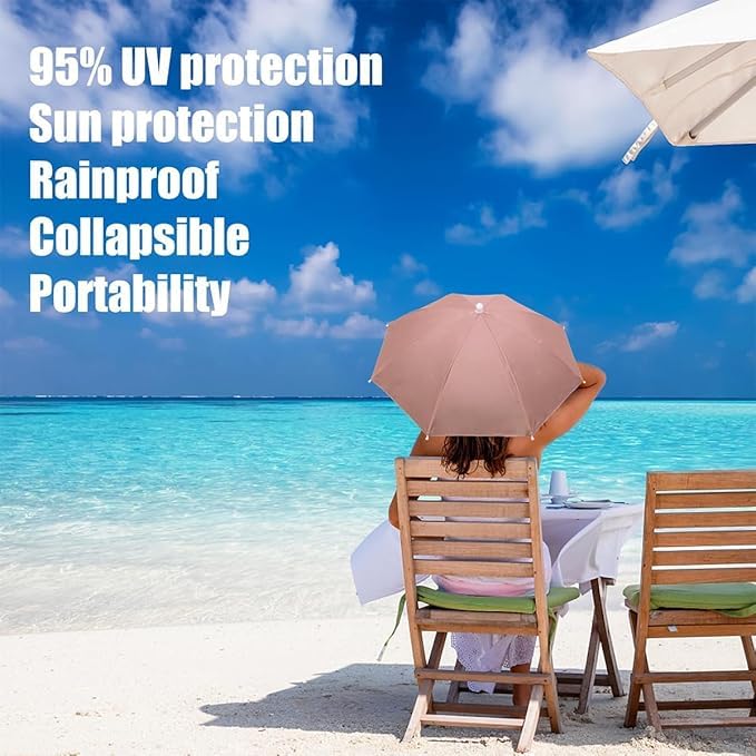 Regenschirm Hut, 70 cm faltbarer Regenschirmhut mit UV-Schutz & Wasserdicht, großer Sonnenhut elastischem Stirnband, tragbare Kappe für Angeln, Gartenarbeit, Golf, Wandern, Strand