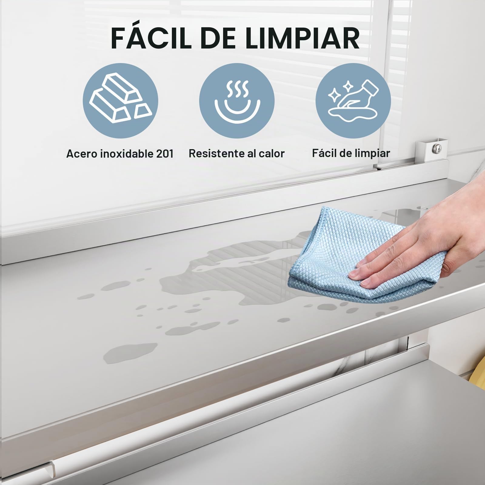 TAIMIKO Estante de Pared para Almacenamiento de Cocina, 2 bandejas, Elementos para Montaje en Pared, diseño Moderno, Acero Inoxidable, (Restaurante, Bar, casa, Cocina, lavadero, Garaje y lavandería)