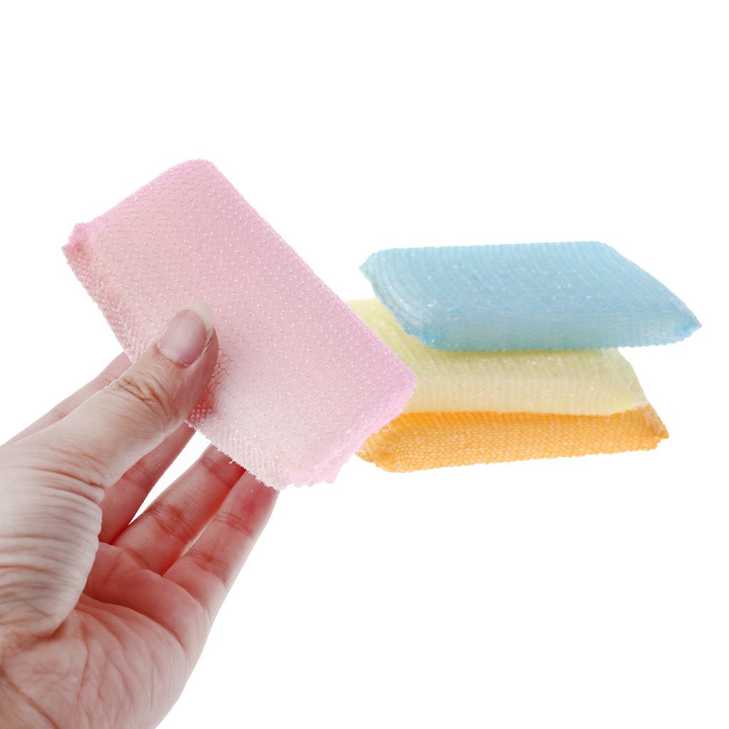 4pcs/Set Soft Sponge Scouring Pads Dish Bowl Kitchen Scrub Scrubber Pad