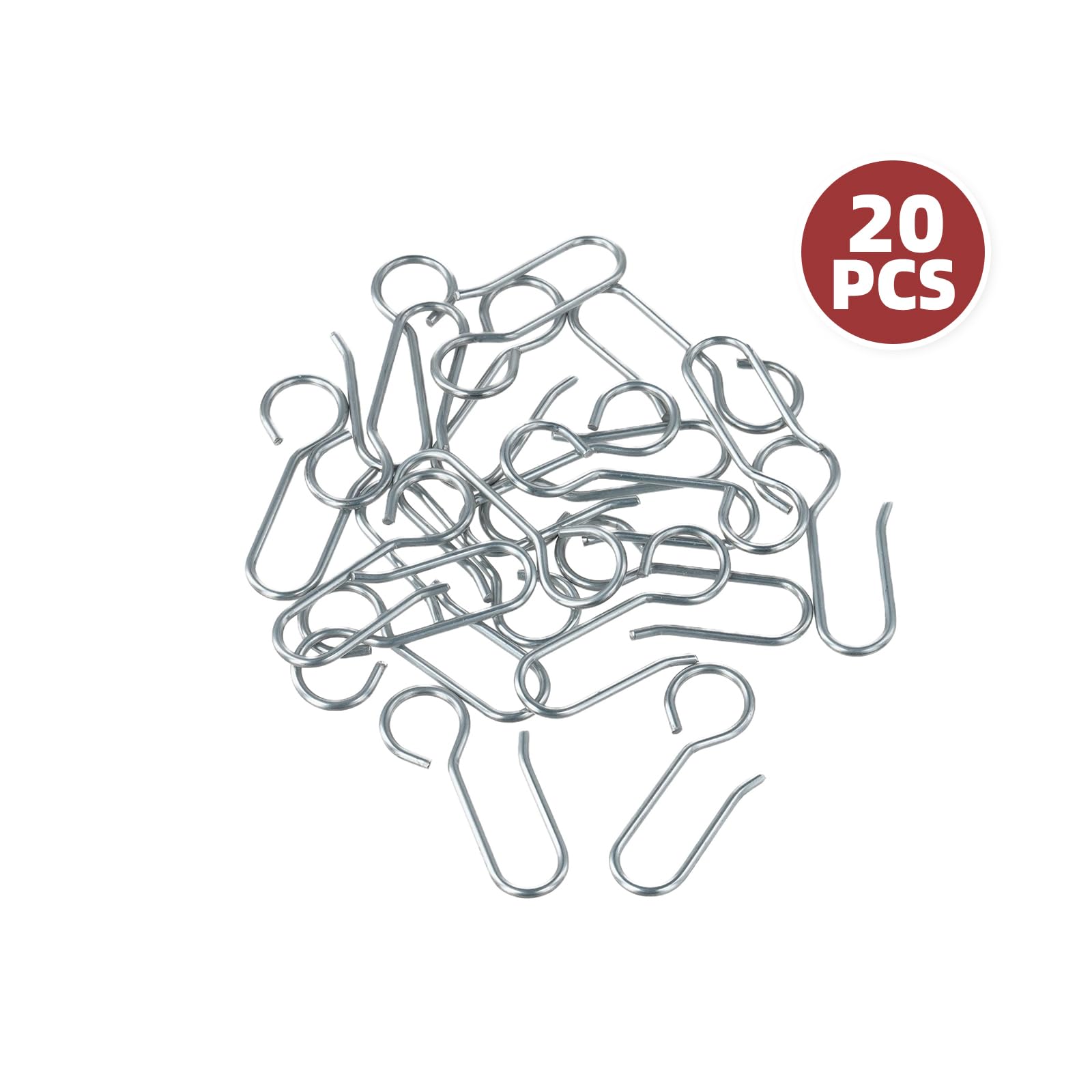 Lot de 20 crochets en forme de S en métal pour tringles à rideaux – Crochets argentés en forme de S pour une suspension facile de rideaux et décoration d'intérieur – Idéal pour rideaux et plus encore
