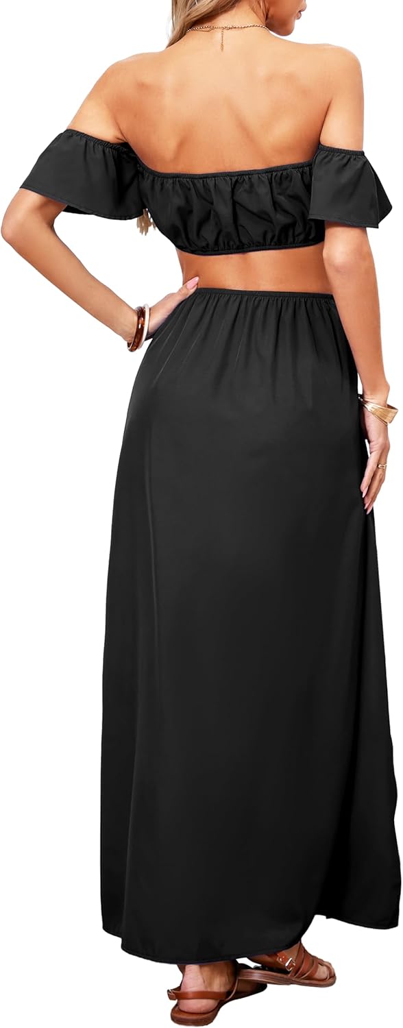 Sexy Two Piece Sets for Women Vacation Elegant Sleeveless Top Long Split Maxi Dress Beach Swimwear - Image 6