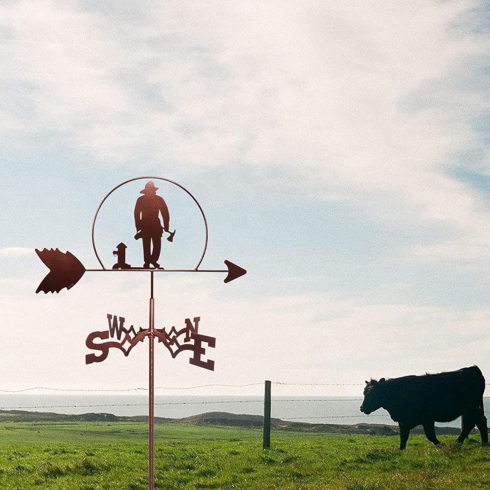 メタルウェザーベーン アウトドア ルーフ ガーデン マウント 庭 装飾 風向を示すレトロなシーン ホーム アウトドア クラフト オー