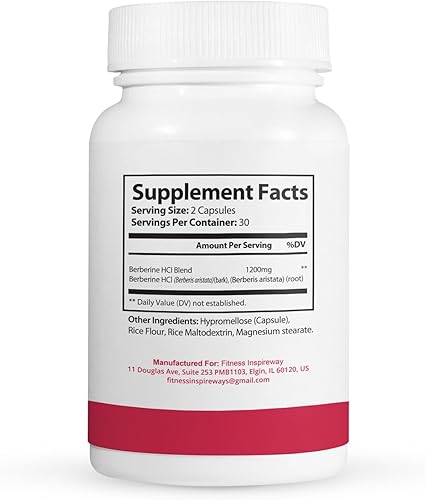 Miniatura 2 de Suplemento de berberina de 1200 mg HCI - Probado en laboratorio de terceros, certificado GMP, apoya la salud metabólica y el bienestar general (60